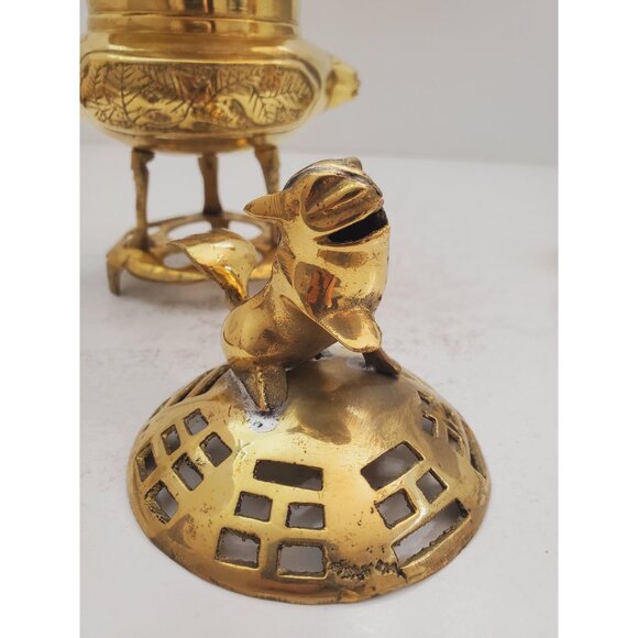 Antique brass/bronze incense burner with Foo Dog - Picture 6 of 10